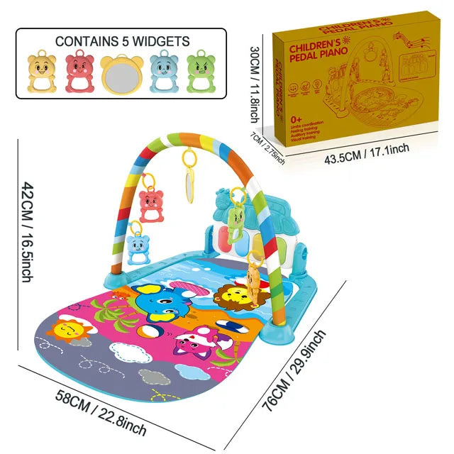 Baby Music Activity Gym Rug Play Mat For Newborns With Adjustable Piano Keyboard And Lights