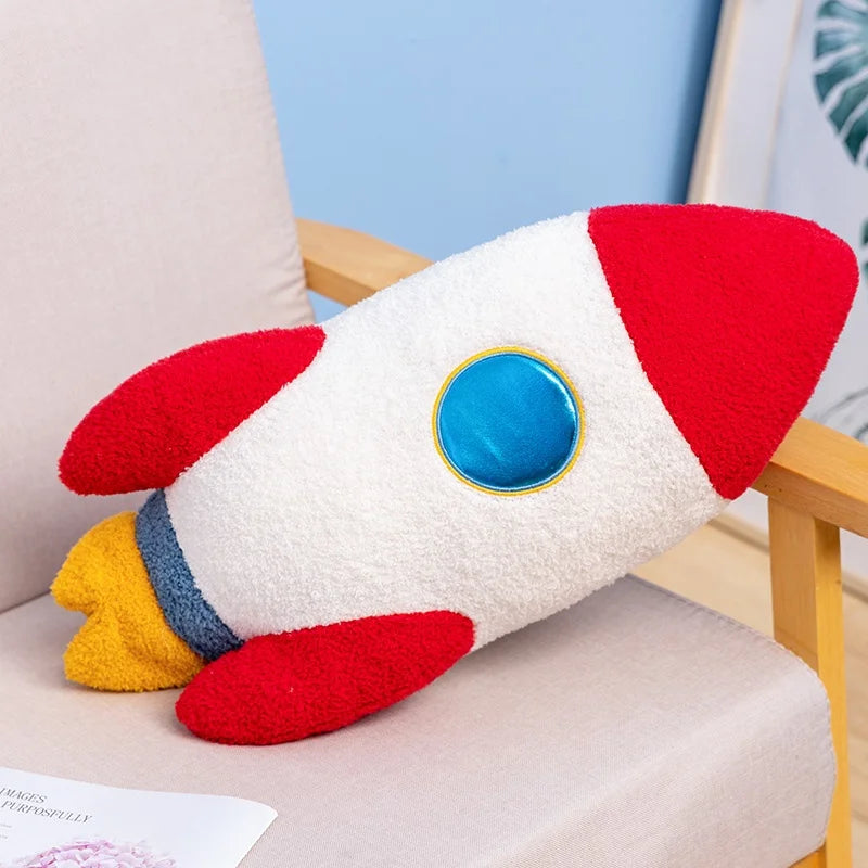 Hot 58cm Plush Rocket Astronaut Toy Stuffed Spaceship Throw Pillow Home Decor Birthday Gift Space Discovery Educational For Kids
