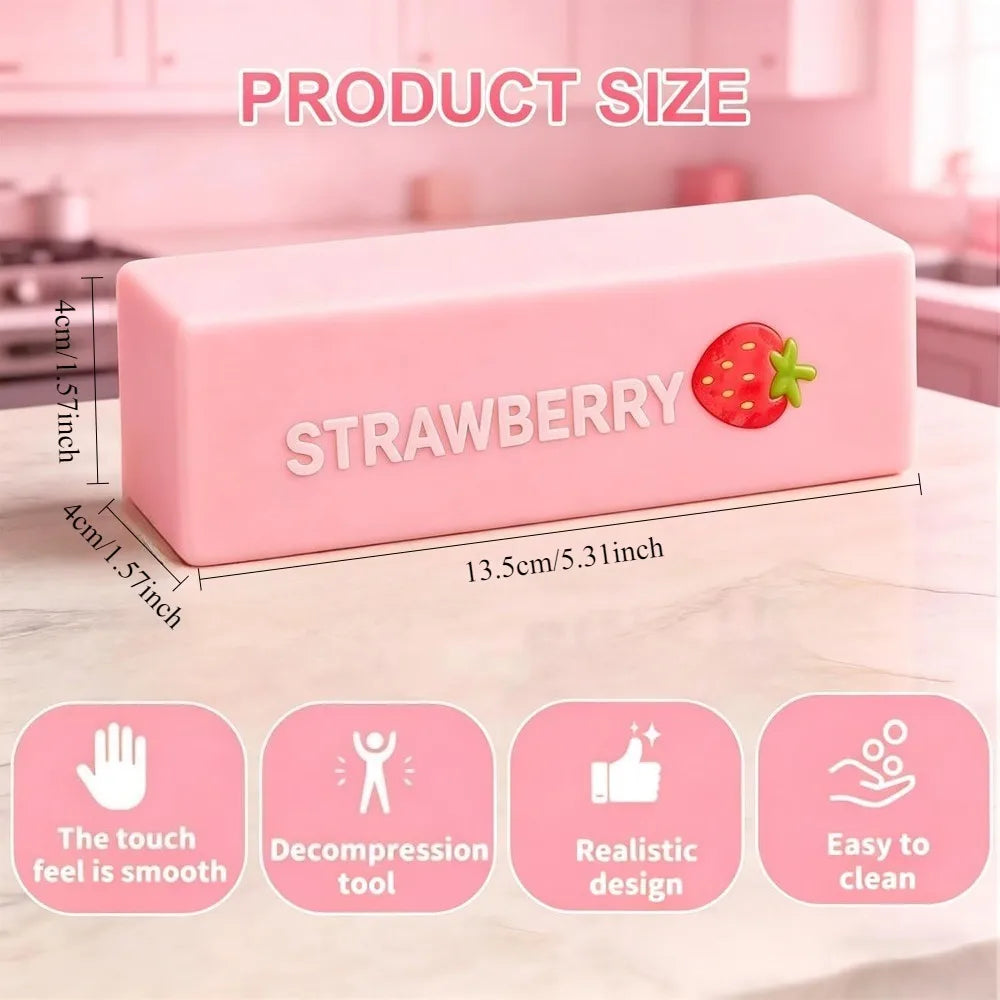 Strawberry Butter Squishy Butter Slow Rising Squishy Butter Stick Squeeze Balls for Stress Relief  Soft Pressure Sensory Adults