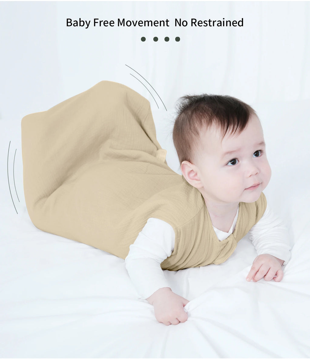 Baby Sleeping Bag Newborn Swaddle Sleeveless Sleep Sack Summer Thin Premium Muslin Cotton Soft 2-Ways Zipper Easy Diaper Changes