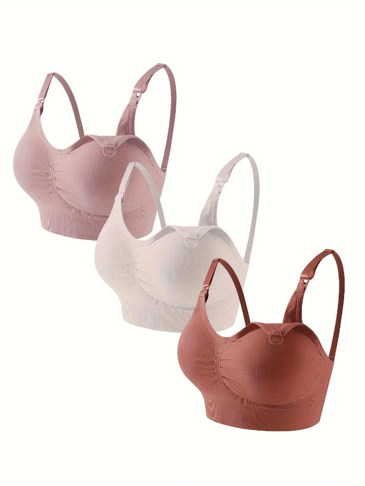 3 PCS Set Breathable Front Open Nursing Bra Maternity Underwear Pregnancy Bra Full Cup Wireless Comfortable Breastfeeding Bra