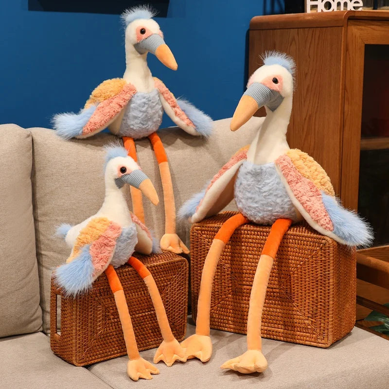 Wholesale Fantastic Crowned Crane Doll Stuffed Plush Balearica Big Bird Cartoon Long Legs Animal Toy Colorful Plushie Gift