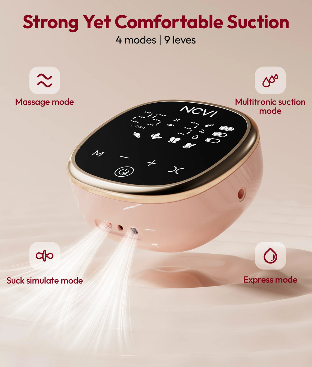 NCVI Electric Breast Pump, with Wearable Cups,4 Modes 9 Levels,Quiet &  Portable Rechargeable for Breastfeeding Moms