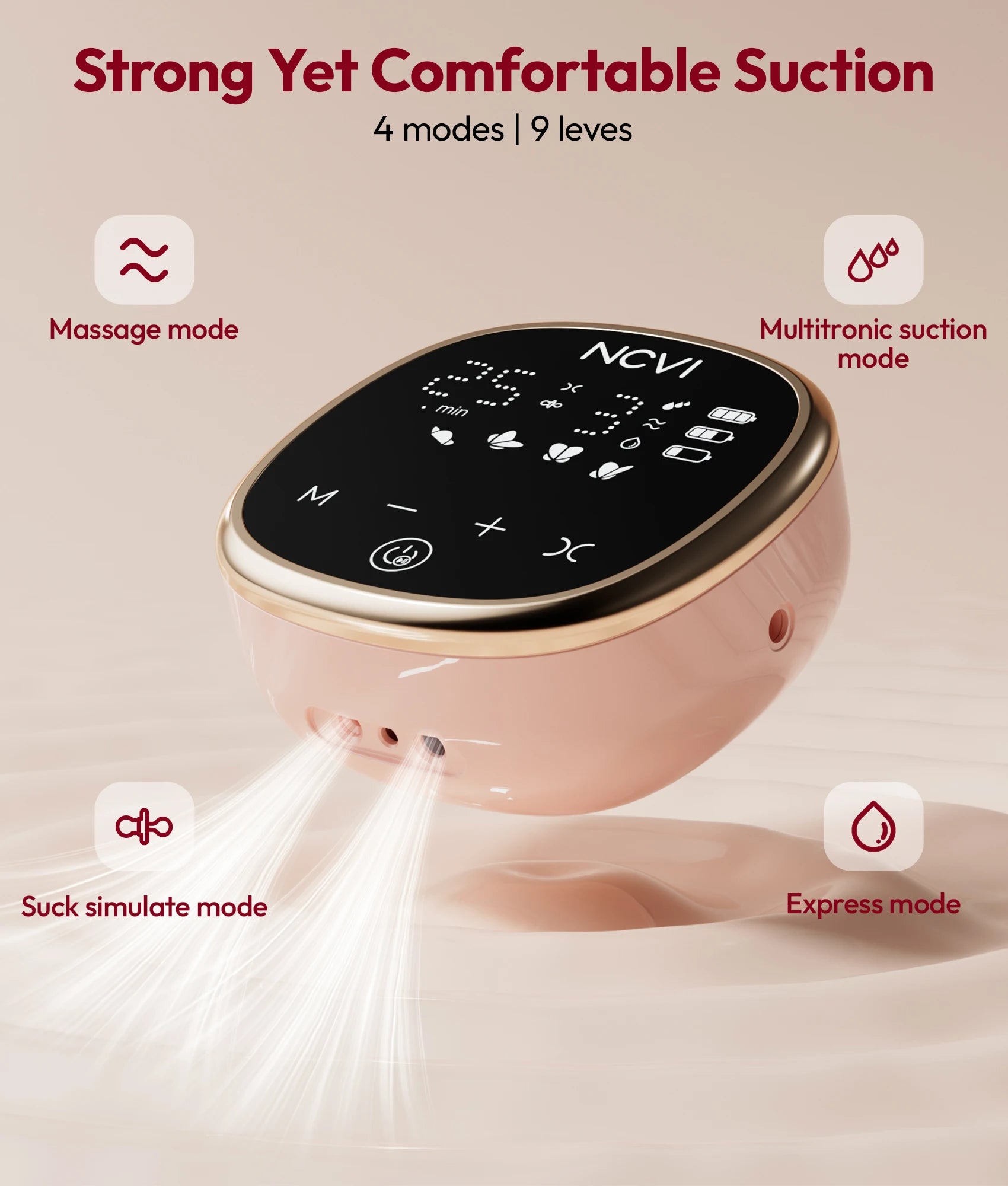 NCVI Electric Breast Pump, with Wearable Cups,4 Modes 9 Levels,Quiet &  Portable Rechargeable for Breastfeeding Moms