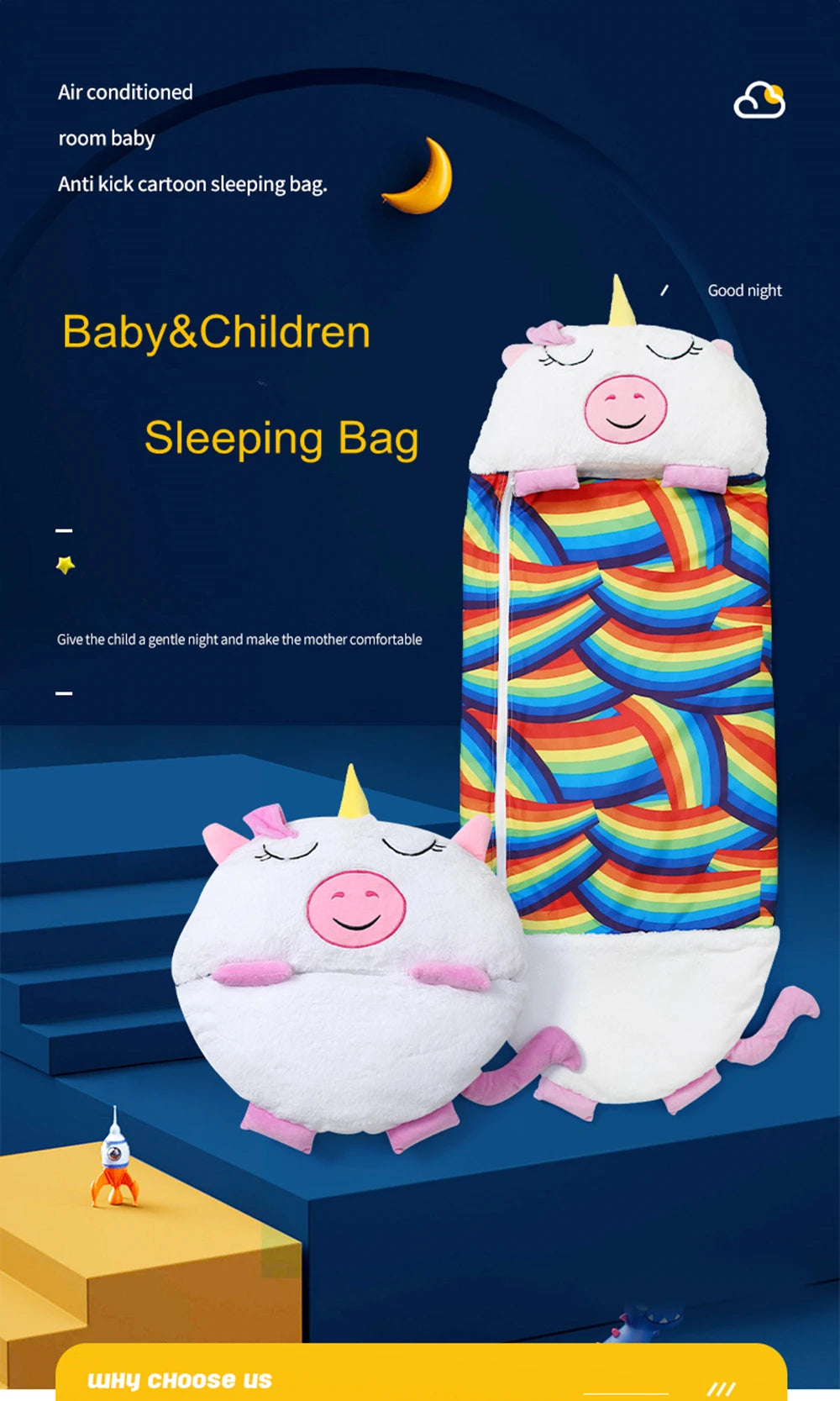 Kids Cartoon Sleepsacks Children's Sleeping Bag With Pillow Plush Doll Pillow Boys Girls Baby Animal Sleep Sack For Birthday