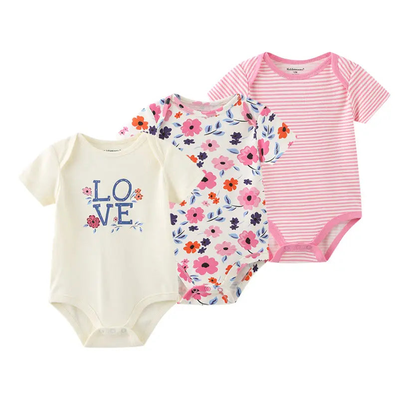 3 Pcs /Lot Summer Cartoon Newborn Unisex Baby Boy Girl Bodysuits Soft Baby Onesies 100%cotton Baby Clothes