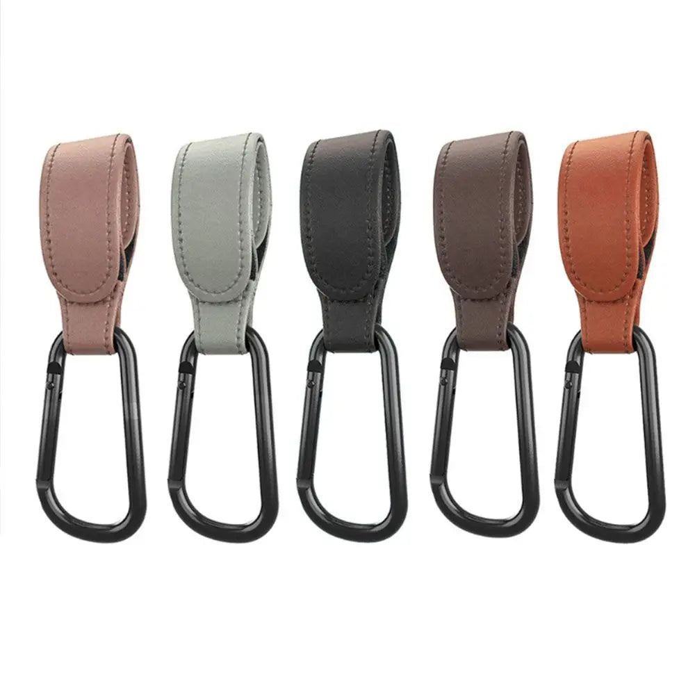 Portable Aluminum Alloy Carabiner Hanging Bags PU Leather Stroller Hooks Clips Cart Organizer Pram Hook Baby Bag Stroller Hook