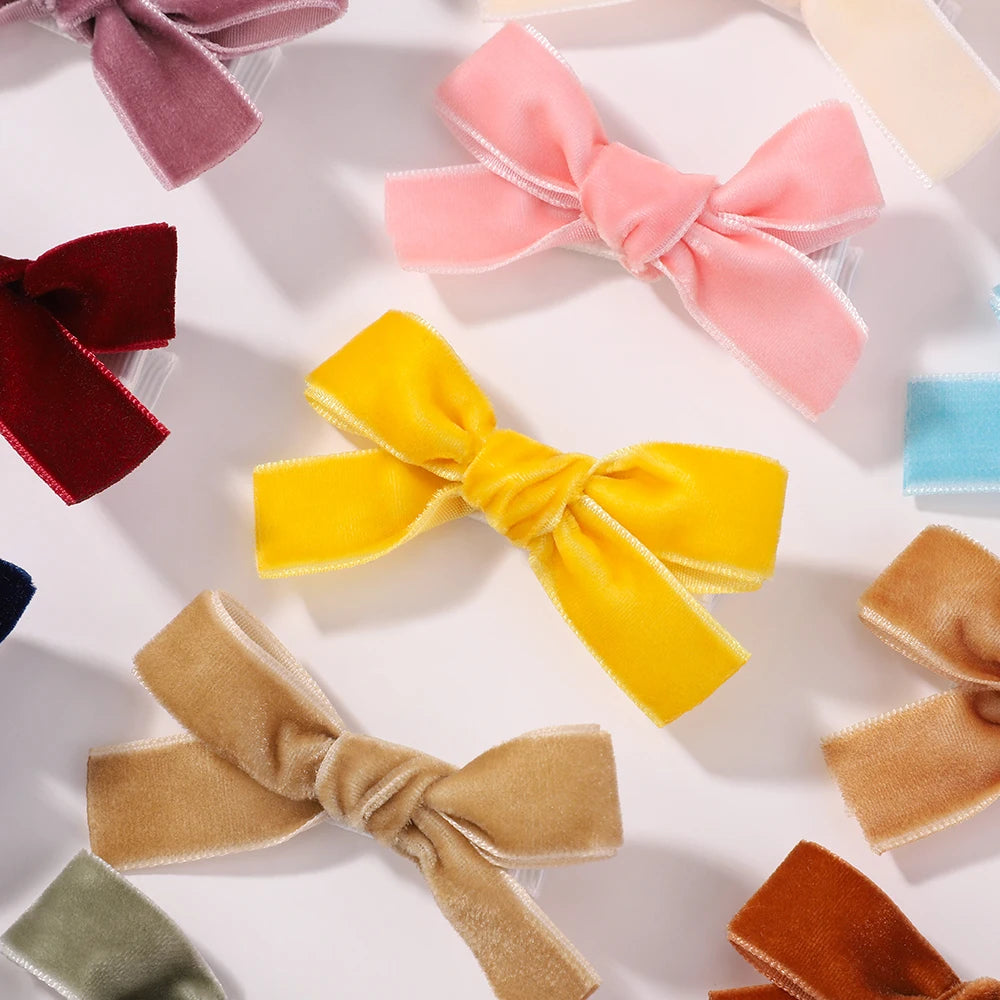 6Pcs Solid Ribbon Bows Hair Clips Cute Handmade Bow Hairpin Barrettes Headwear for Baby Girls Kids Hair Accessories Gifts