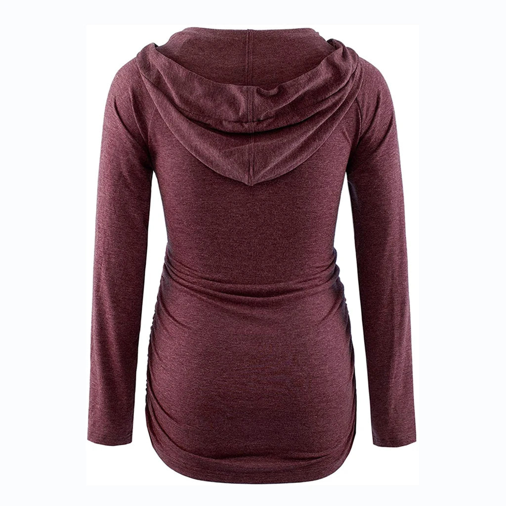 Women Maternity Hoodies Striped Print Long Sleeve V-neck Hoodie Sweatshirts Top Mom Pregnant Nursing Autumn And Winter Clothes