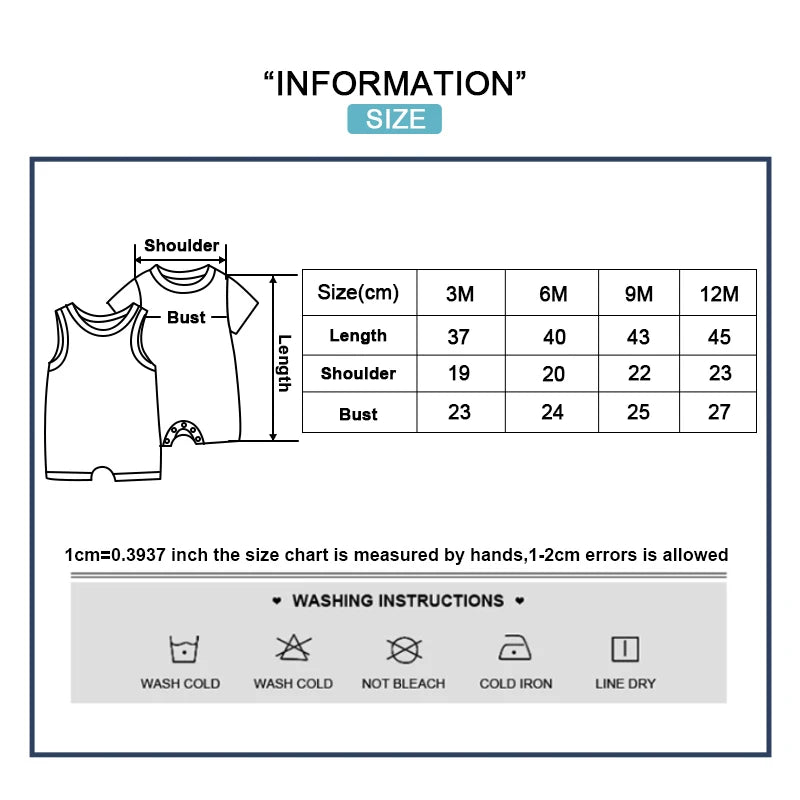 2-Pieces Cartoon Baby Girls Bodysuits Newborn Onesies Summer Sleeveles Infant Clothes
