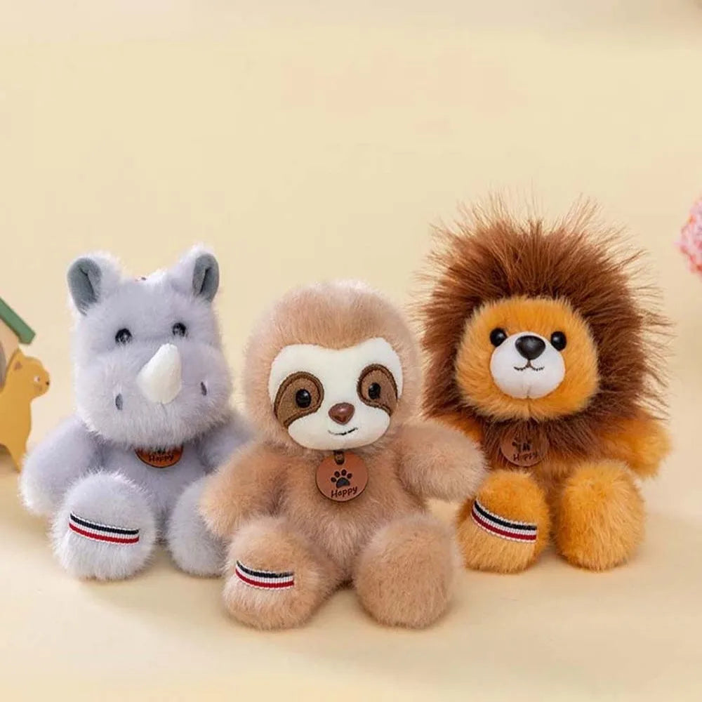 Kawaii Animal Lion Doll Cute Jumping Series Plush Pendant Rhinoceros Sloth Panda Monkey Toy Bee Husky Crocodile Super Soft Kids