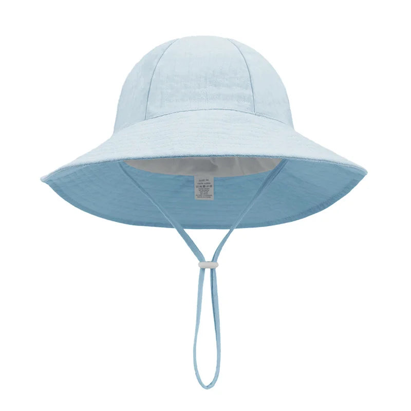 Adjustable Baby Summer Hat Muslin Children Panama Cap for Girls Boys 100% Cotton Kids Bucket Hat Outdoor Beach Infant Cap 1-3Y