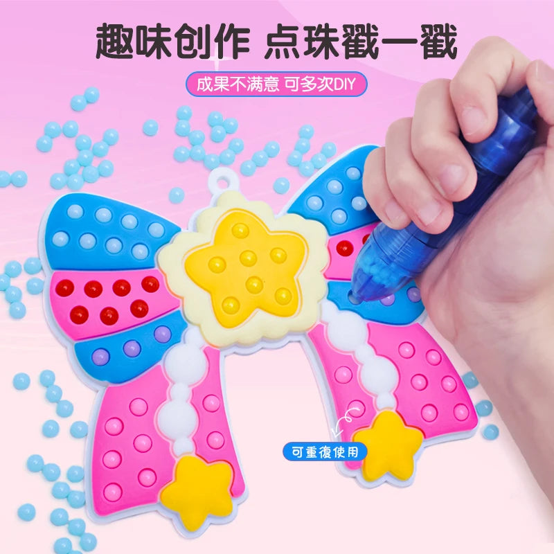 Handmade Set Beads Pen DIY Girls Toys Creative ballpoint pen painting Princess Rainbow Christmas Pattern Girl Gifts Toy for Kids