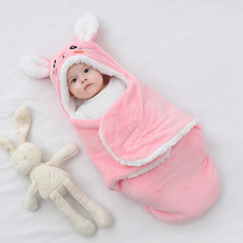 Baby Sleeping Bags Autumn and Winter Soft Newborn Baby Wrap Blankets Cartoon Cocoon for babies Flannel Warm Baby Sleepsack 0-9M