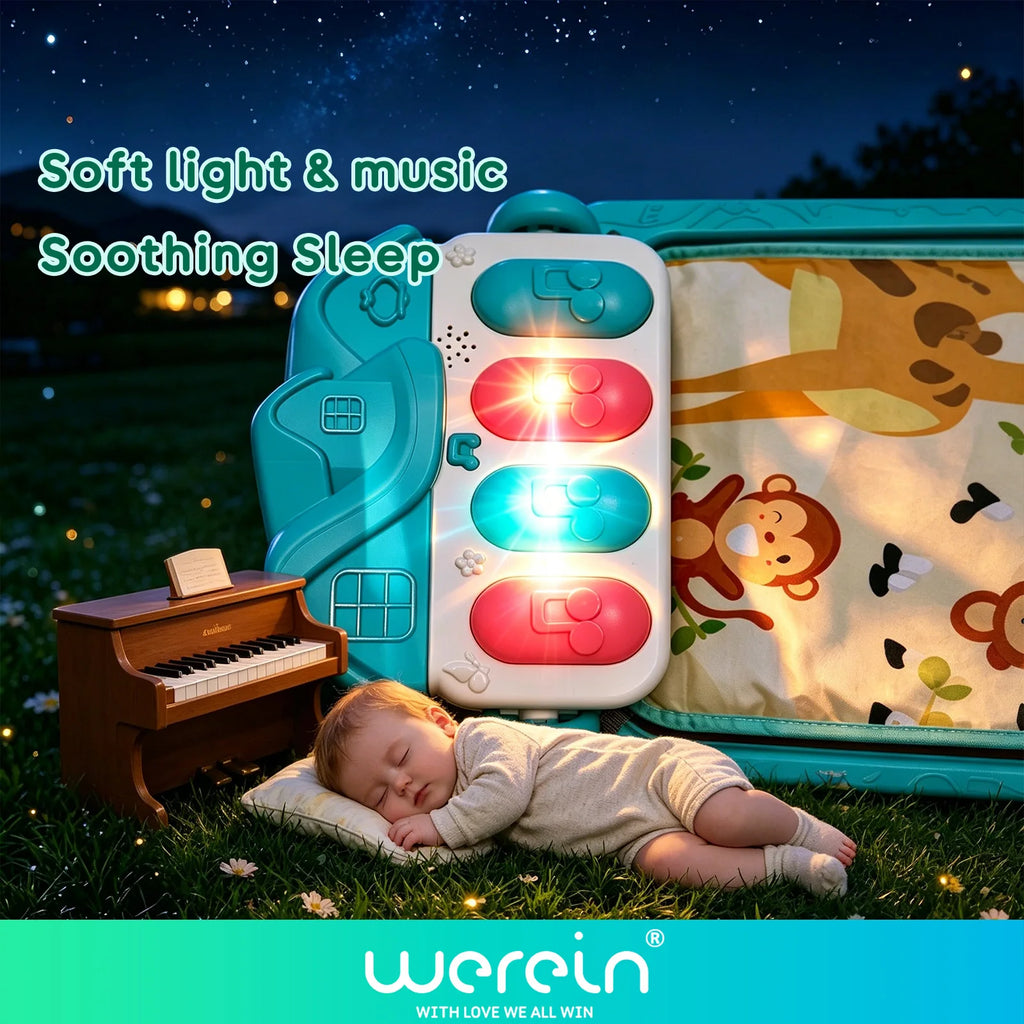 Great Value Baby Kick& Play Piano Gym, Soft Light Music Activity Mat, with Hanging Rattles, Toddler Sensory