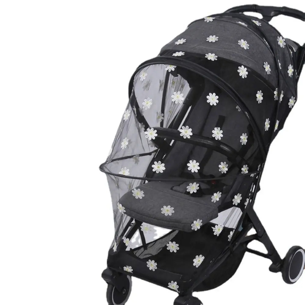 Flower Daisy Stroller Mosquito Net Carriage Full Cover Summer Mesh Canopy Zipper Type Mosquito Net Buggy Net