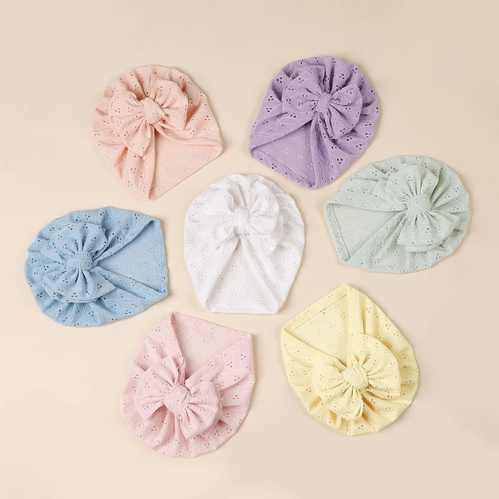 Double Layer Soft Knit Newborn Beanie Big Bow Hollow No Brim Infant Girls Pullover Hat Baby Photo Props Head Cap
