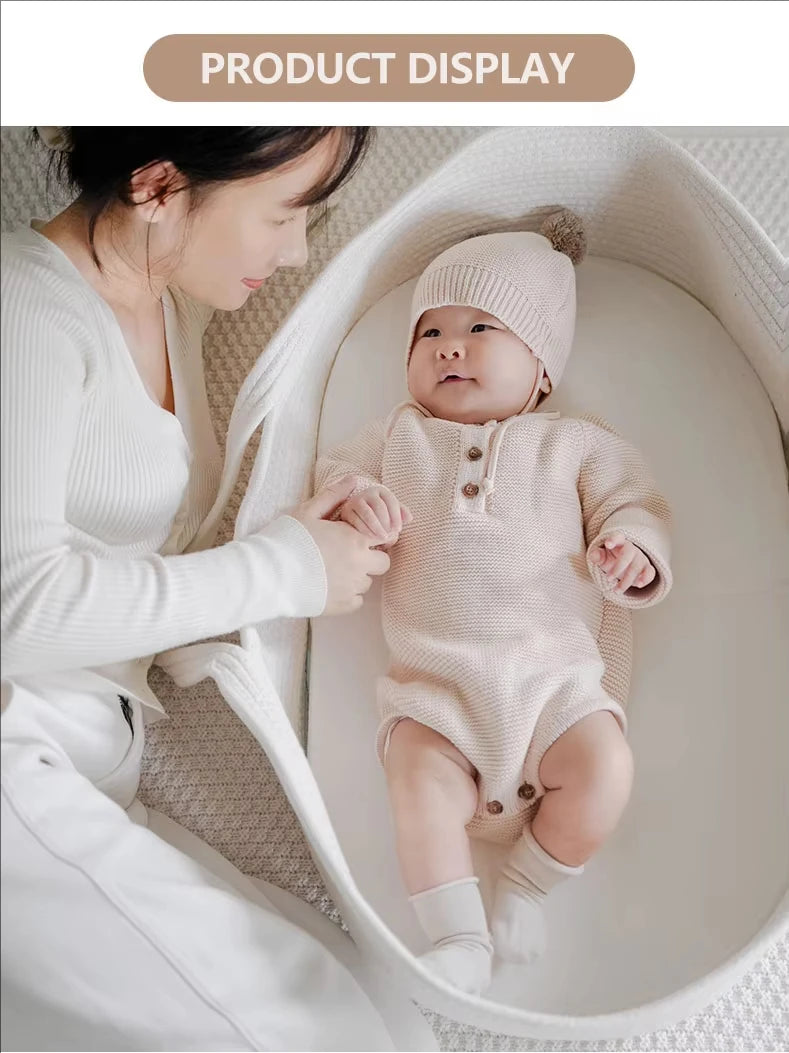 Newborn Infant Cradle Portable Outdoor Cotton Rope Woven Baby Sleeping Clothing Storage Nursery Storage Basket Toddler Nest Bed