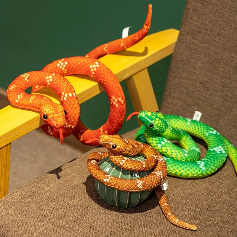 Hot Children's Simulated Snake Plush Toy Prank Play Props Creative Cartoon Doll Boy Gift Soft Fabric Home Garden Decor