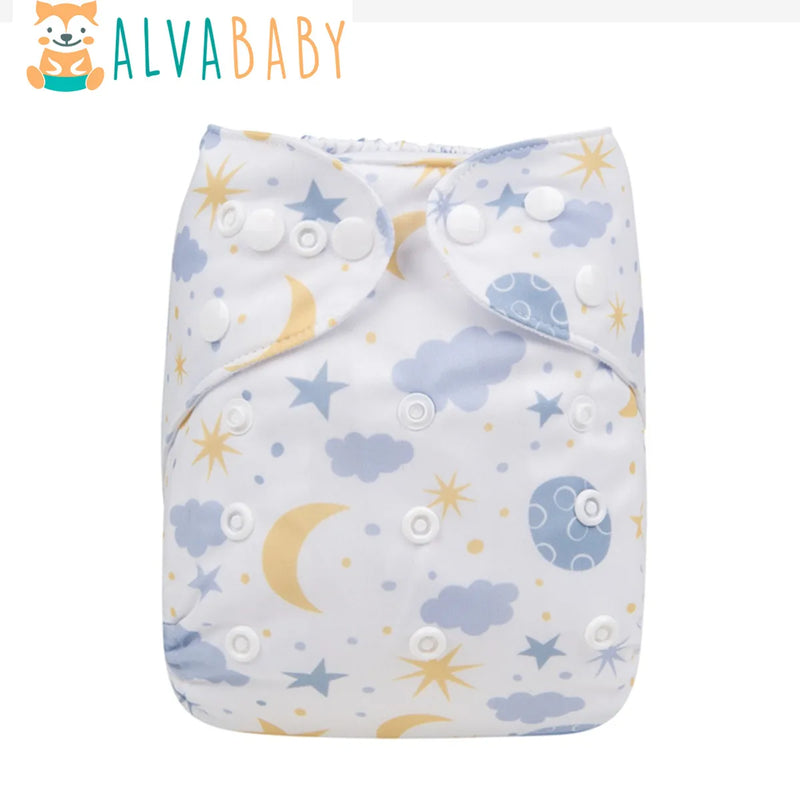 1pc ALVABABY Modern Cloth Nappy Eco-Friendly Baby Cloth Diaper Snaps Adjustable Polyester Pocket Diaper Shell