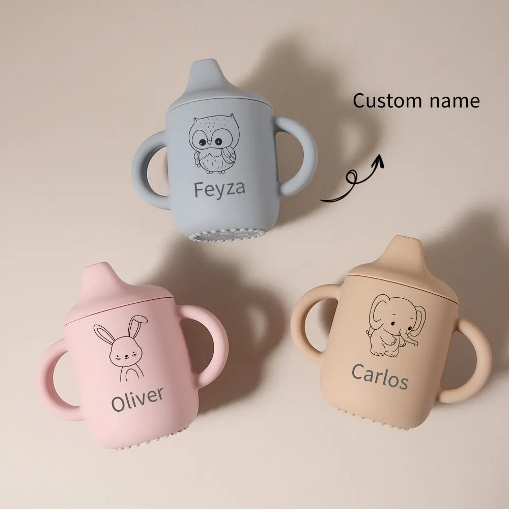Personalized Baby Silicone Sippy Cup with Name – Custom Toddler Water Bottle