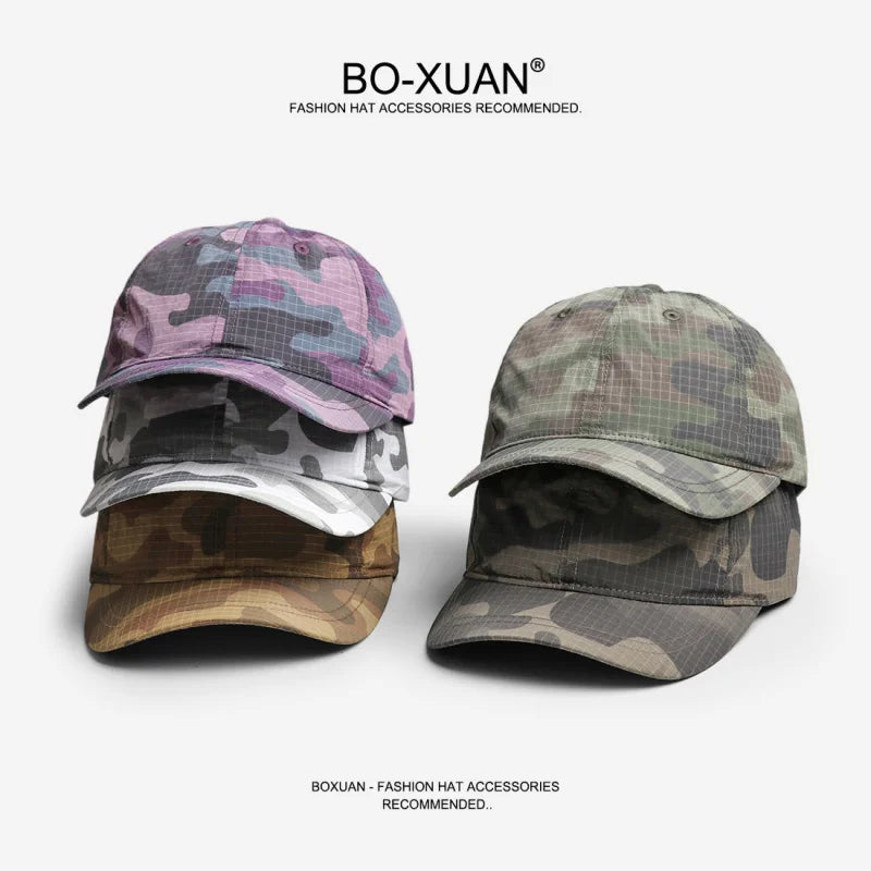 Lightweight Quick-Dry Plaid Camouflage Baseball Cap for Men and Women, Trendy  Versatile Sunshade Short Brim Duckbill Cap