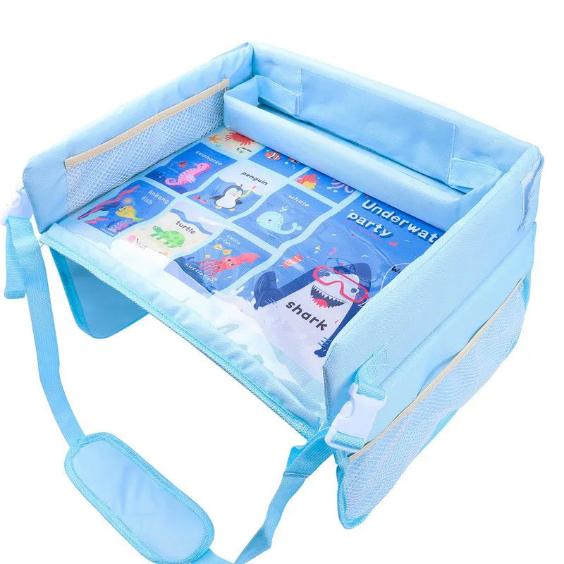 Foldable Car Tray Organizer For Kids Travel With Cup Holder And Snack Pockets Model X1