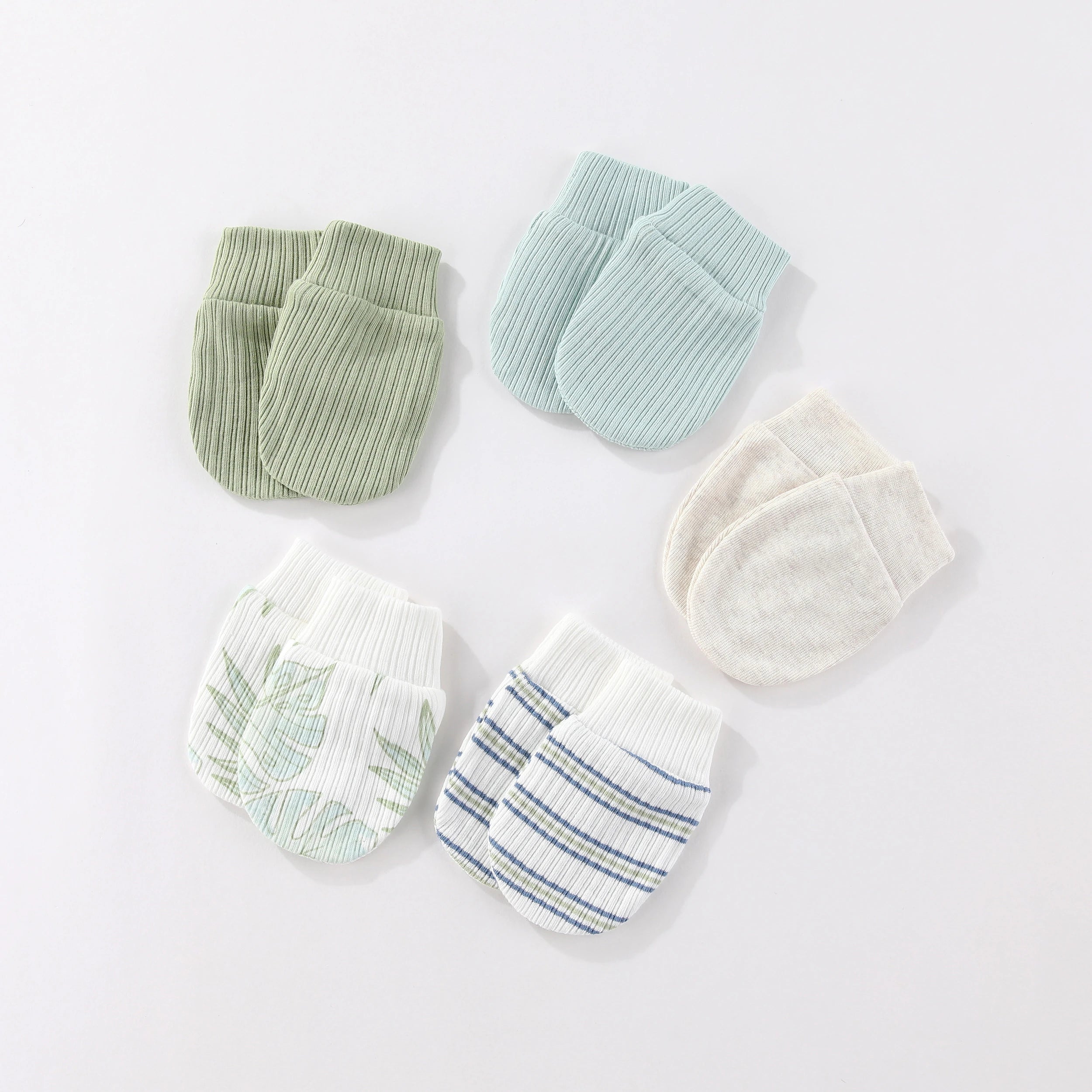 Kiddiezoom Newborn Gloves 0-6M 4/5 Pairs 100 Percent Cotton Breathable Baby Mittens For Newborns