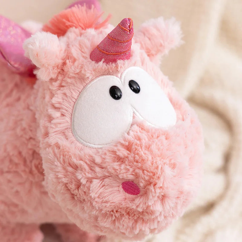 Hot Soft Fluffy Pink Unicorn Plush Toy Cute Stuffed Animal Doll with Shiny Wings Kawaii Unicorn Plushie Big Eyes Unicorn Pillow
