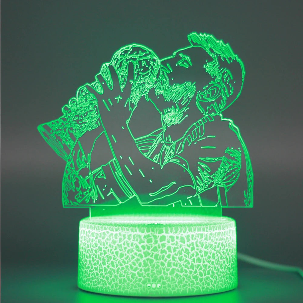 3D Illusion Night Light Messi 7 Color/16 Color Gradient Touch Switch LED Night Light Table Lamp (Crackle White)