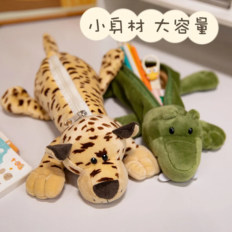 Cartoon Animal Elephant Lion Kapibala Plush Pen Case For Kid Large Capacity Supplies Stationery Storage Bag For Kid Gift