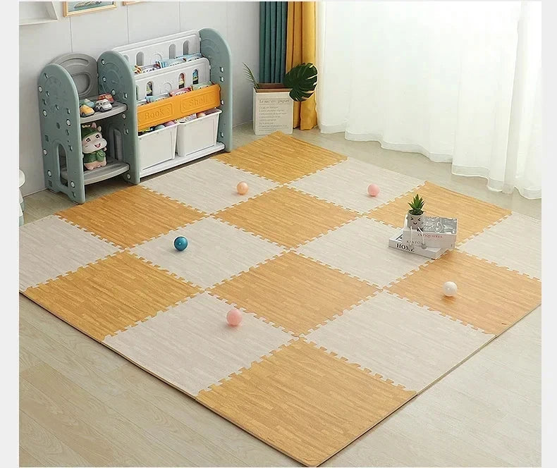 Wood Grain Puzzle Mat 30x30x1cm Interlocking EVA Foam Floor Mats For Play Areas 4/8/16/20 Pack