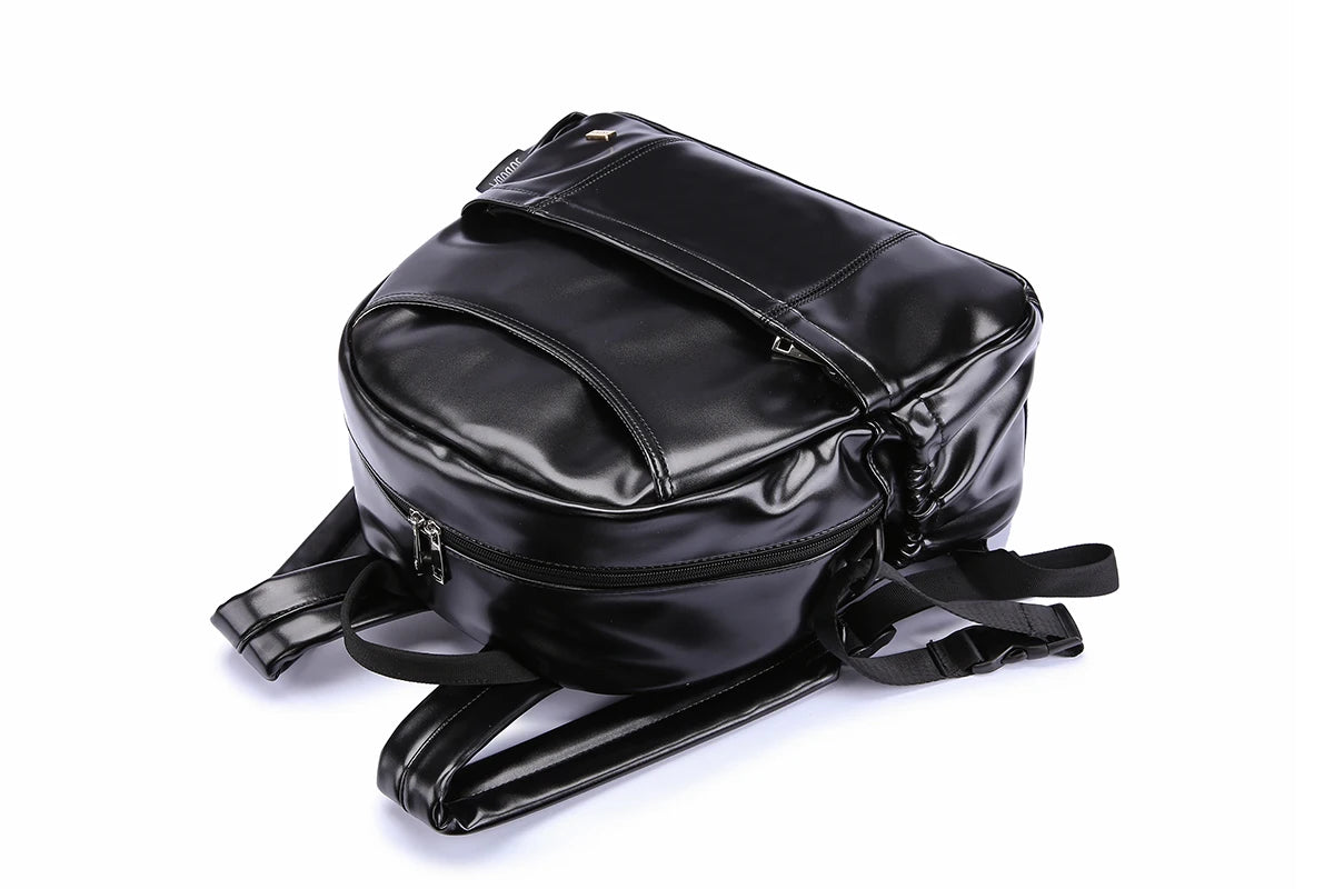 New Fashion PU Black Diaper Backpack for Baby Large Capacity Waterproof Pockets Diaper Bag for Mother Travel Stroller Bag
