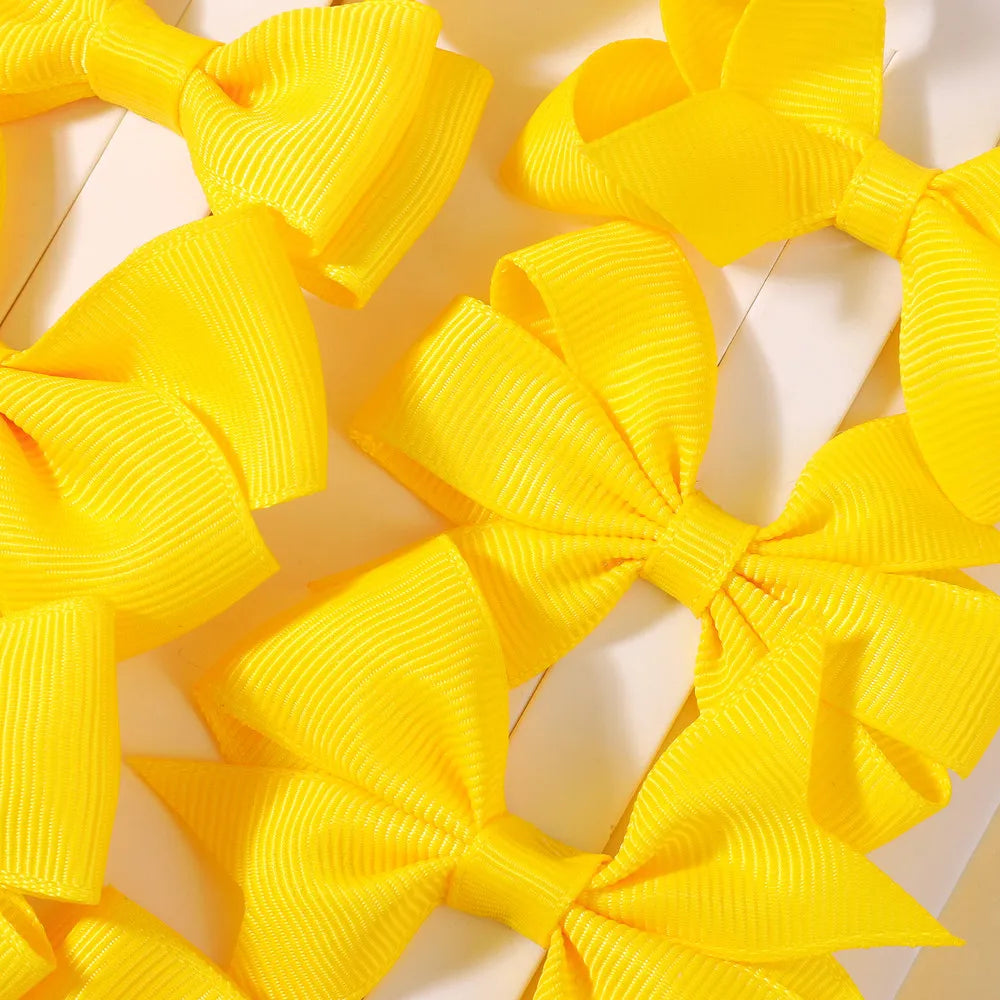 8Pcs/set Solid Color Handmade Hairpins Grosgrain Ribbon Bowknot with Hair Clips for Baby Girls Kids Hair Accessories