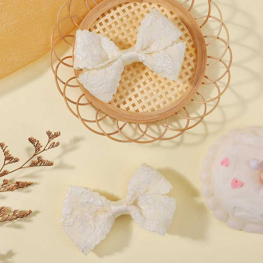 2pcs/set Hair Clips for Girl Delicate Lace Bows Headwear Hairpins Lovely Kids Children Baby Hair Accessories