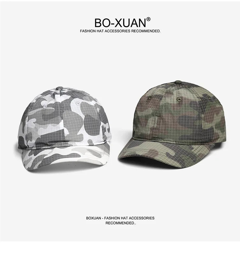 Lightweight Quick-Dry Plaid Camouflage Baseball Cap for Men and Women, Trendy  Versatile Sunshade Short Brim Duckbill Cap