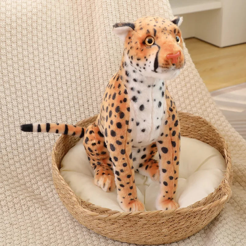 Hot Lifelike Plush Leopard Cheetah Toy Full Stuffed Forest Animal Peluche Doll Room Decor Christmas Holiday Gifts For Boys