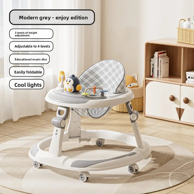 Baby Walker Foldable Multifunctional Toddler Learning Car Anti O Leg Design Adjustable Music Tray Safety Wheels W1