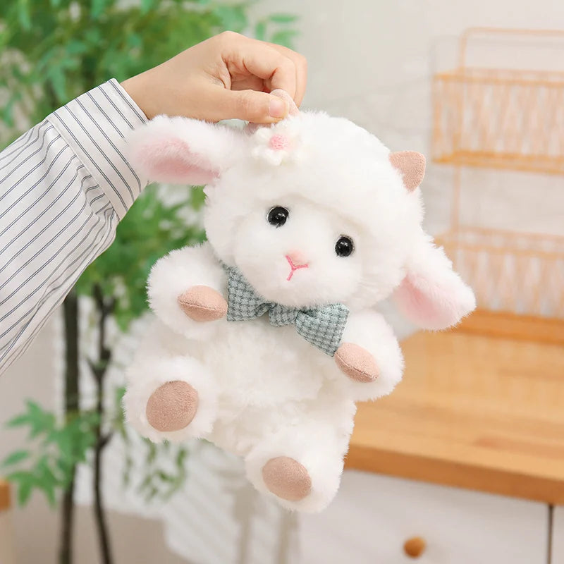 Nice 1pc 23cm Cute White Sheep Plush Toy With Pink Ears And Removable Apron Soft Stuffed Lamb Doll For Girls Birthday Gift