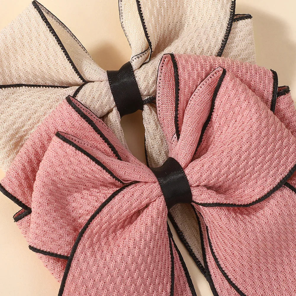 2Pcs/set Elegant Solid Ribbon Bowknot Pearl Hair Clips for Women Girls Korean Handmade Bows Hairpin Headwear Hair Accessories