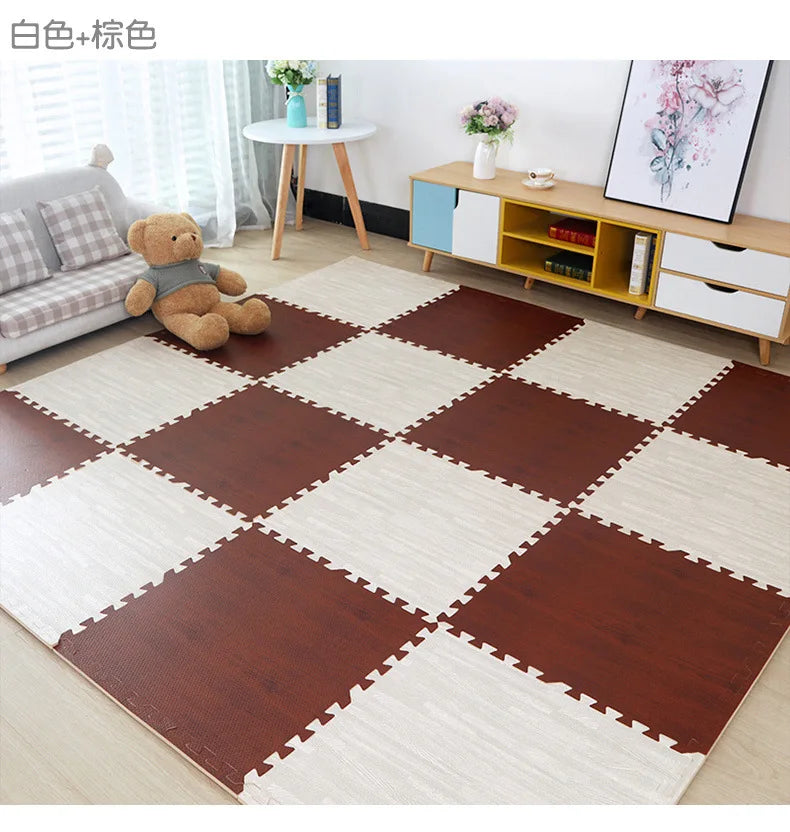 Baby EVA Foam Play Gym Puzzle Mats Wooden Interlocking Exercise Tiles Crawling Carpet And Rug for Kids Game Activity Soft Floor