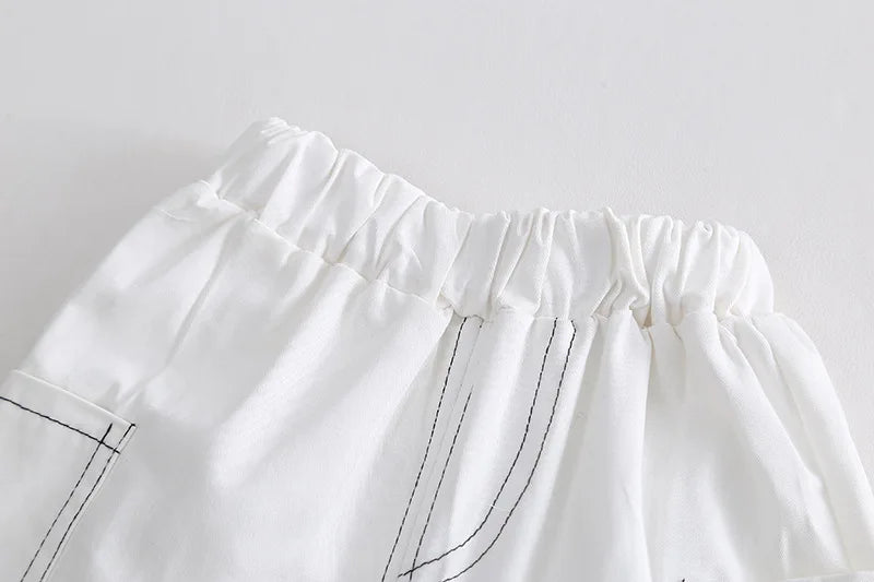 ‌New Boys Cotton Striped Shorts Set 2-Piece Summer Outfit Fashion Short Sleeve Casual Playwear Stylish Kids Clothing‌