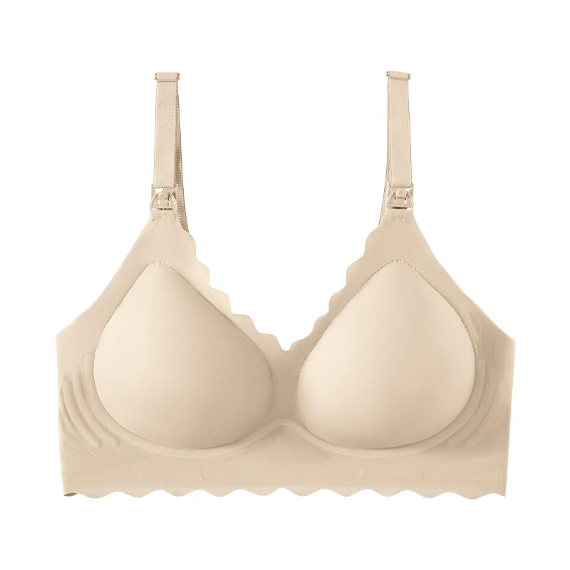 Seamless Nursing Bra With One Handed Open Button For Pregnancy And Postpartum Support