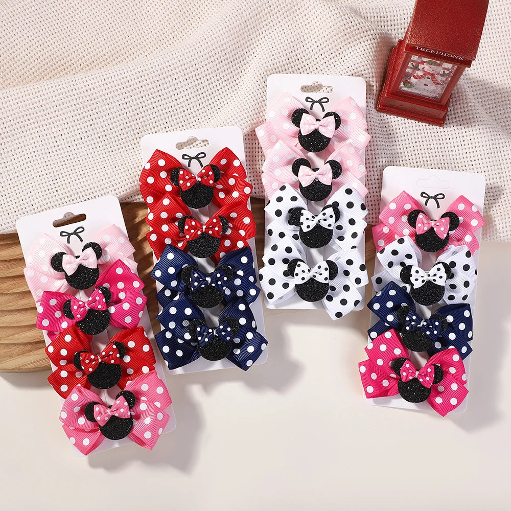 4Pcs/lot Baby Girl Lovely Polka Dot Bow Hair Clips for Hair kids Cartoon Hairpins Boutique Dress Hair Accessories Gift Set