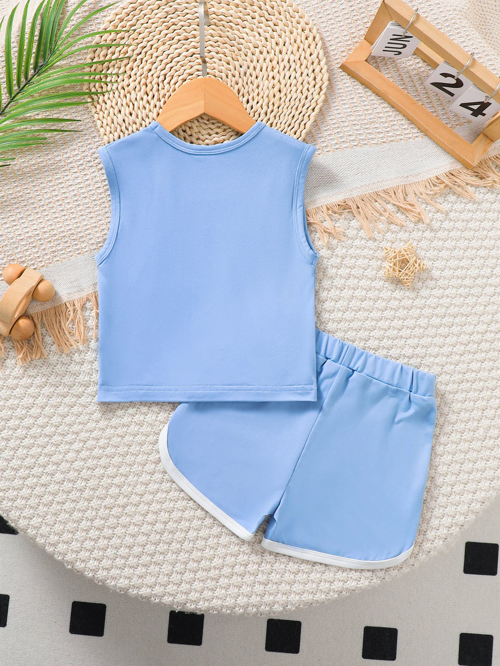 Summer Boys' Set Cartoon Cute Teddy Bear Printed Blue Top+Shorts 2Pcs/Set 0-3 Years old Sunny Handsome Boy baby Casual Set