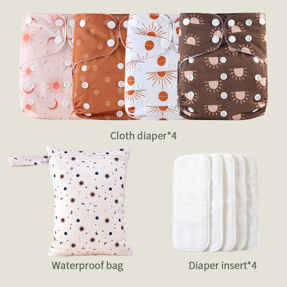 HappyFlute Ecological Cloth Diaper Breathable NappyWashable Reusable Diaper Gift Set With Wetbag