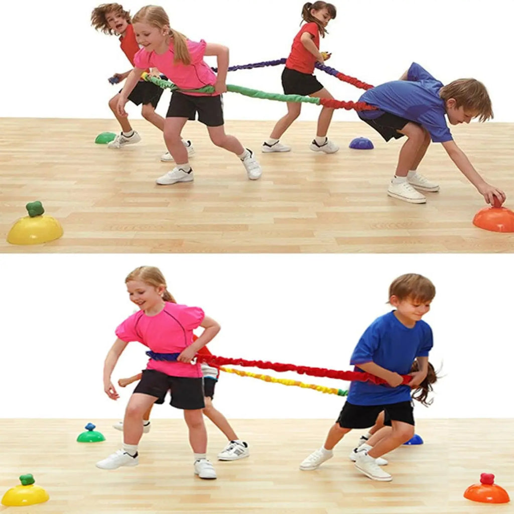 Elastic Rainbow Rope Stretchy Band Running Pull Circle Outdoor Team Sports Kindergarten Physical Training Equipment Outdoor Toy
