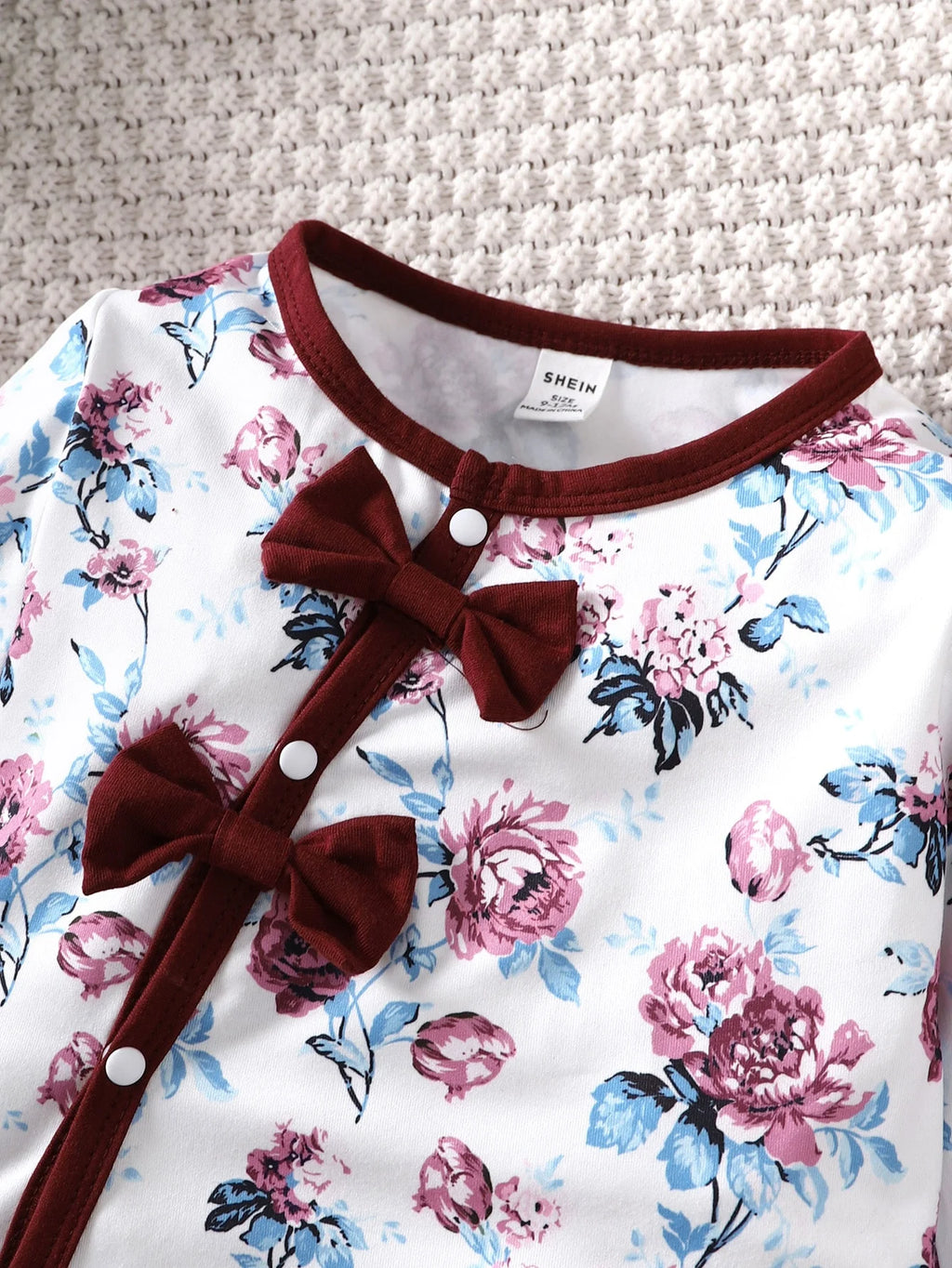 Baby girl Bodysuit open button floral full print long sleeved Bodysuit+Hat 0-24 months newborn Baby girl spring autumn Bodysuit