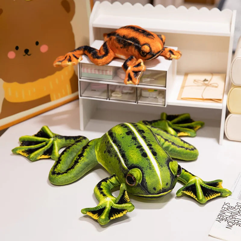 Simulation Cute Green Yellow Frog Plush Toy Super Soft Stuffed Animal Realistic Fun Frog Doll Baby Toys Gift Toy For Kid Girl
