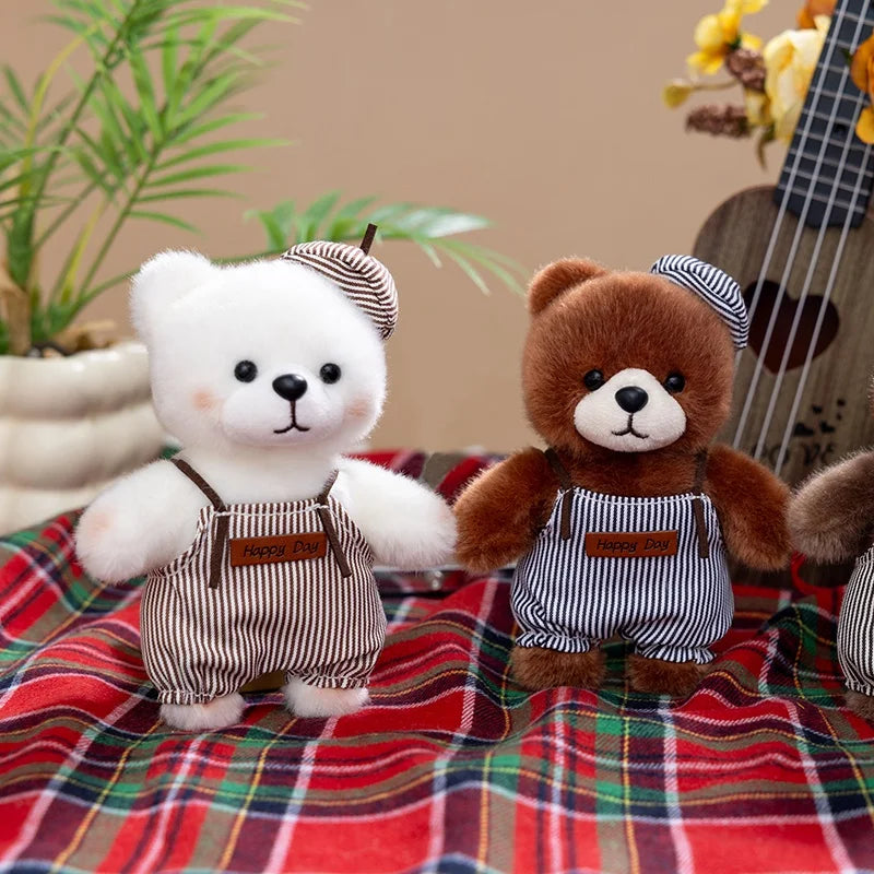 10cm New Kawaii Little Bears Pendant Plush Toy Stuffed Soft Animal Cartoon Bear Backpack School Bag Keychain Decor for Kids Gift